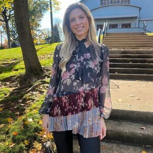 Zimmermann Floral Blouse with Bow – Size 1 (Approx. US 6)